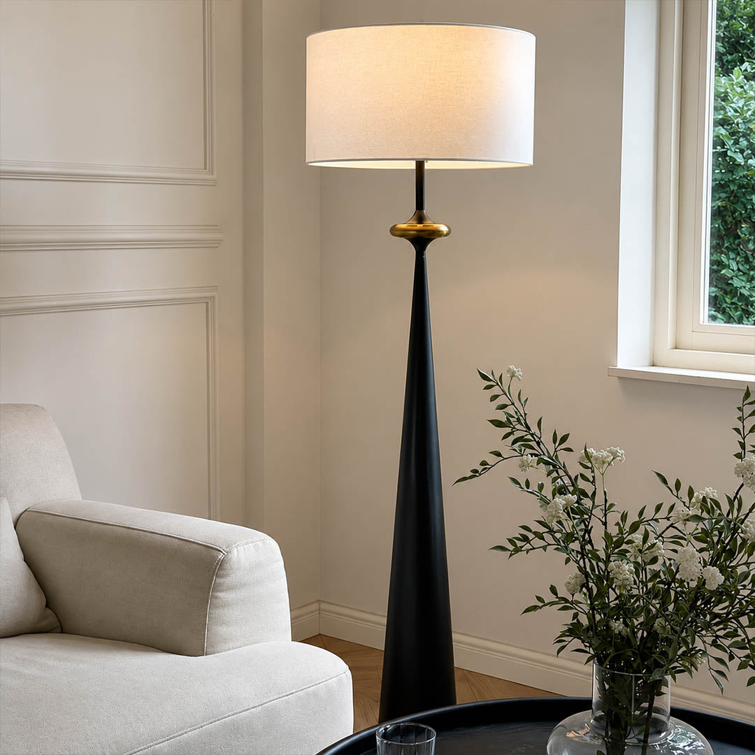 Orbelle floor lamp living room sofa side stacked circle modern warm ambient reading American home lifestyle interior styled