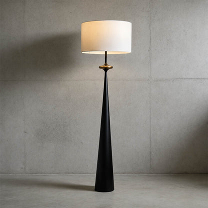 Orbelle floor lamp black white shade stacked circle base modern metal fabric tall floor lamp white background front view