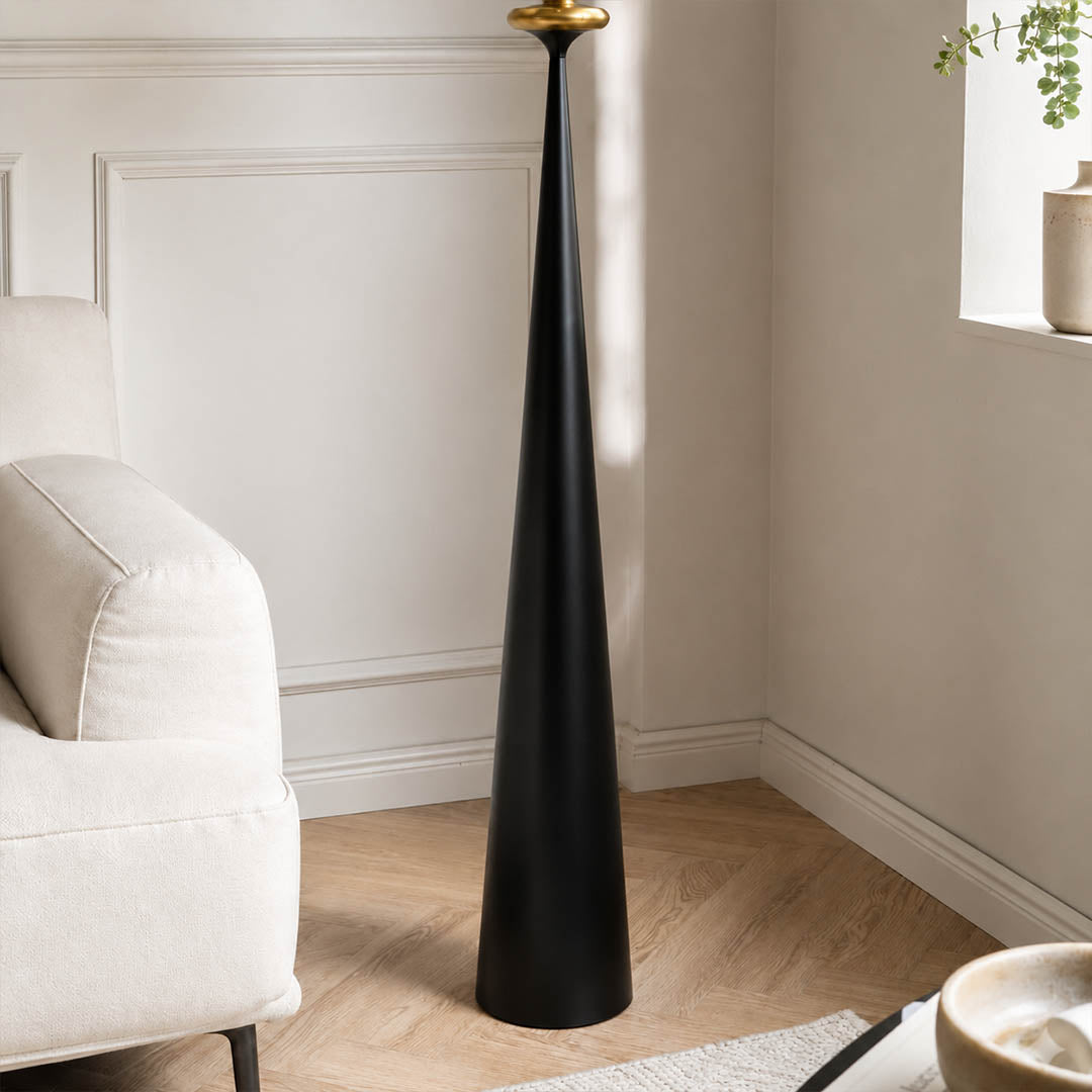 Orbelle floor lamp black metal frame matte finish texture detail close up durable modern
