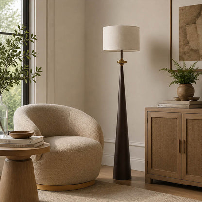 Orbelle floor lamp reading nook corner warm glowing fabric shade cozy ambient modern American home lifestyle interior
