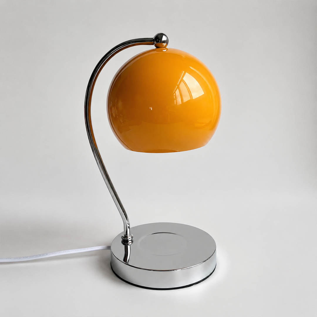 Orbet sphere candle warmer lamp chrome orange spherical shade scent warmer cute white background front view