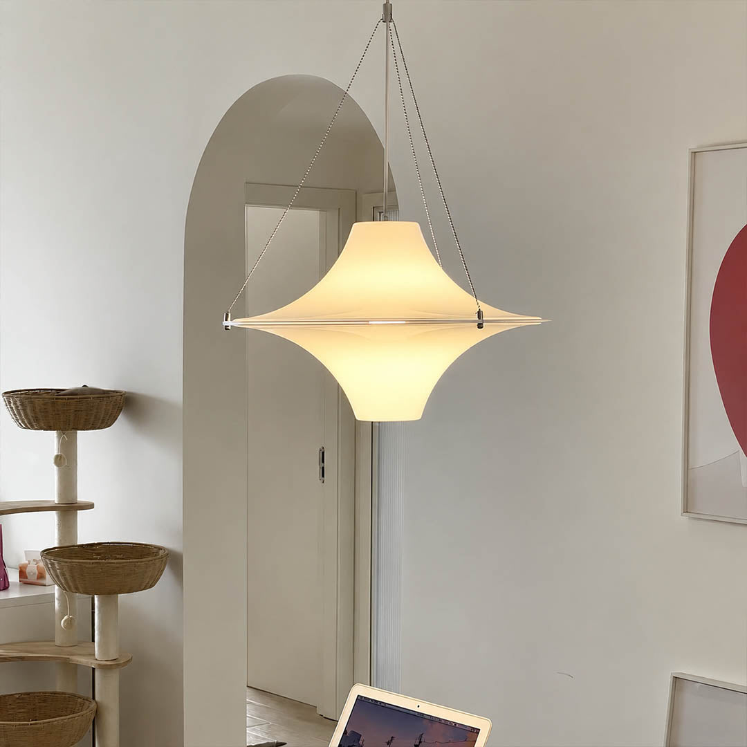 Orbis acrylic pendant light opal white acrylic glossy finish smooth surface detail close up premium