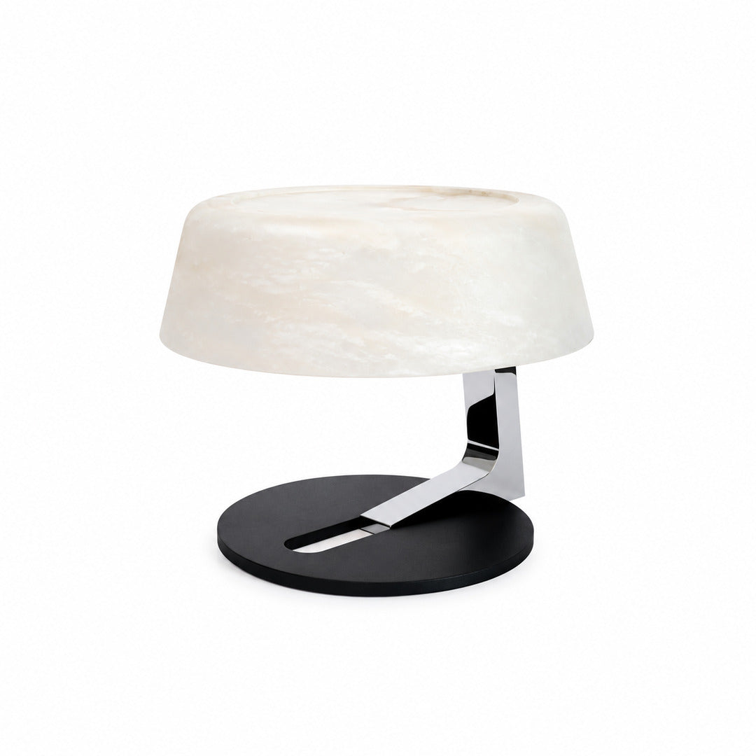 Orbita alabaster table lamp in black and white alabaster