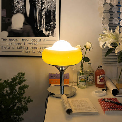 Orbita table lamp modern home office desk workspace chrome orange space age 1970s Italian mid century modern warm ambient functional creative sophisticated lifestyle interior American home