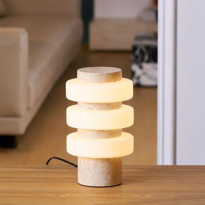 Orbita travertine table lamp yellow travertine green marble finishes comparison reference