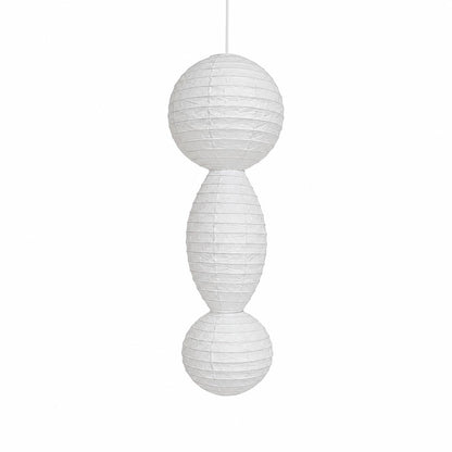 The minimalist structured silhouette of an unlit textured Ori Lantern Series Pendant Lamp on a white background by Stuber Lighting.