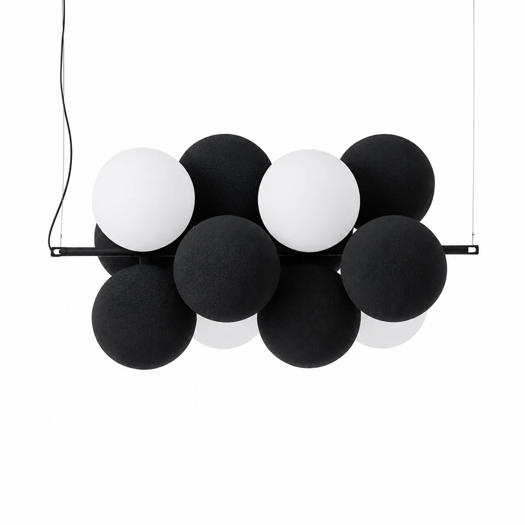 Palina balloon bubble PVC cluster pendant light horizontal 22.8 inch anthracite grey deep charcoal rounded shades G9 sockets modern retro kitchen island white background
