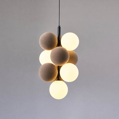 Palina balloon bubble PVC cluster pendant illuminated warm G9 bulbs evening ambient glow atmospheric dining kitchen detail close up