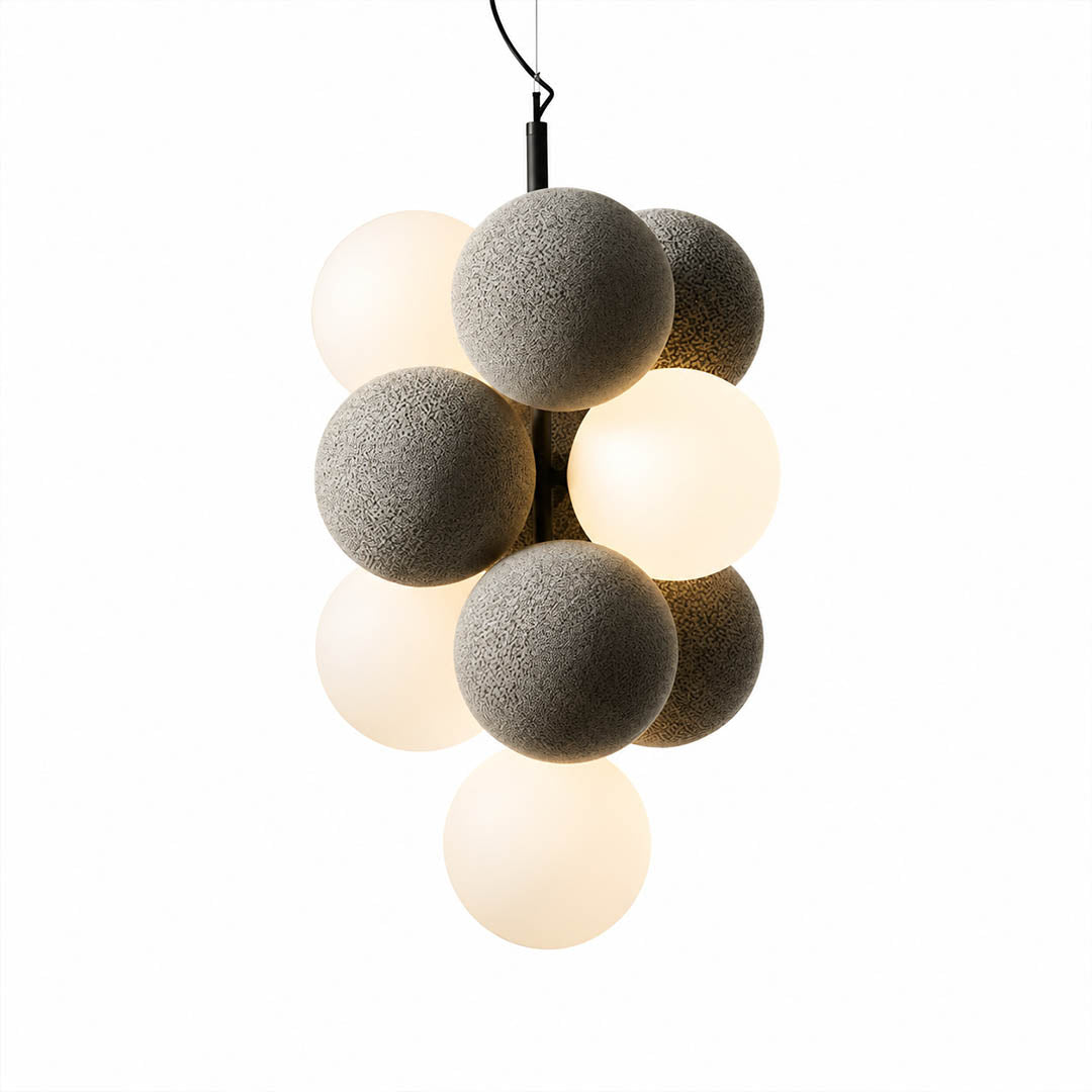 Palina balloon bubble PVC cluster pendant light vertical 10.2 inch light grey soft neutral rounded shades G9 sockets modern retro minimalist Scandinavian white background