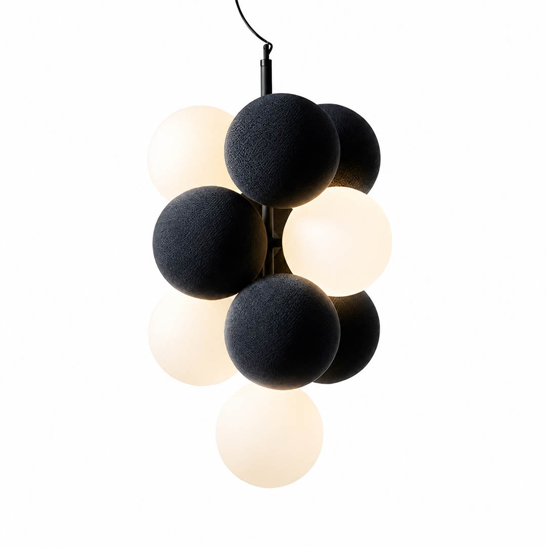 Palina balloon bubble PVC cluster pendant light vertical 10.2 inch anthracite grey deep charcoal soft rounded shades G9 sockets modern retro statement white background