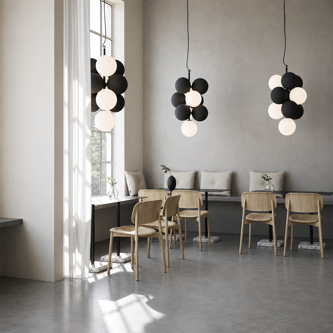 Palina horizontal terracotta balloon bubble PVC cluster pendant cafe restaurant hospitality commercial statement retro modern warm ambient lifestyle interior