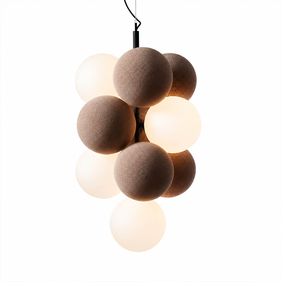 Palina balloon bubble PVC cluster pendant light vertical 10.2 inch light grey soft neutral rounded shades G9 sockets modern retro minimalist Scandinavian white background