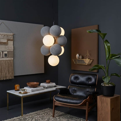 Palina vertical anthracite grey balloon bubble PVC cluster pendant modern foyer entryway statement retro welcoming warm ambient lifestyle interior