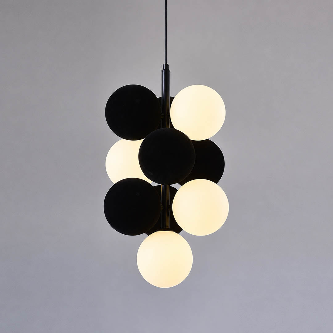 Palina vertical vs horizontal cluster arrangement comparison side by side balloon bubble PVC pendant orientation choice helper modern retro