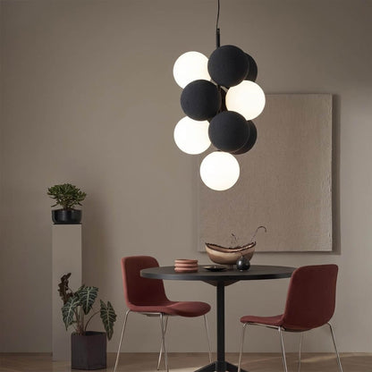 Palina horizontal terracotta balloon bubble PVC cluster pendant kitchen island white marble warm earthy earth tone modern retro statement lifestyle interior