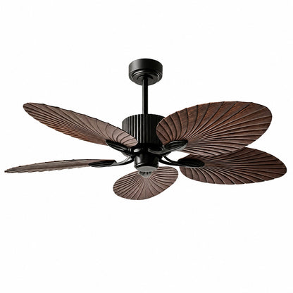 Palma palm leaf ceiling fan tropical bedroom bohemian interior warm light running lifestyle