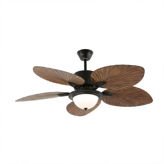Palma palm leaf ceiling fan tropical bedroom bohemian interior warm light running lifestyle