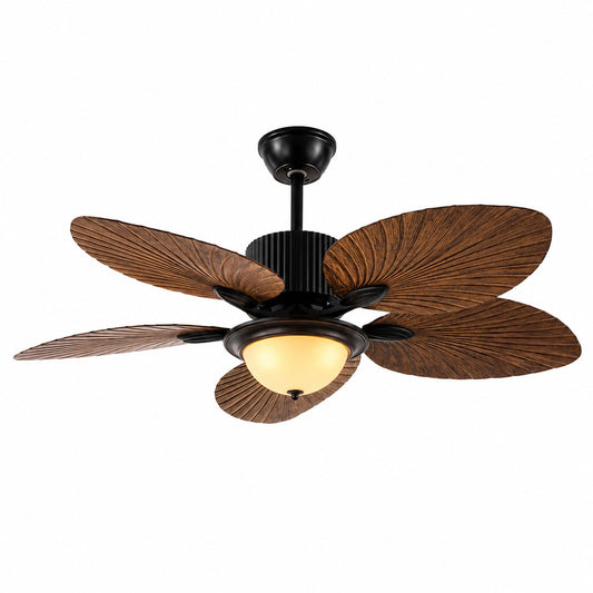 Palma palm leaf ceiling fan tropical bedroom bohemian interior warm light running lifestyle