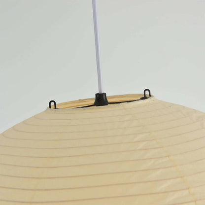 Paper globe pendant bottom shade detail, japandi wabi sabi paper lamp bottom cover
