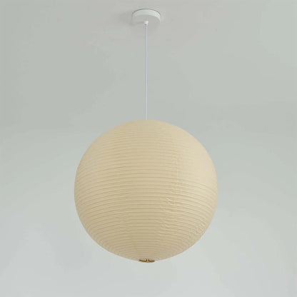 Paper globe pendant bottom shade detail, japandi wabi sabi paper lamp bottom cover
