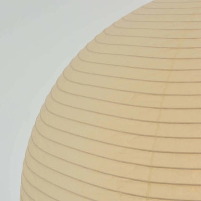Paper globe pendant bottom shade detail, japandi wabi sabi paper lamp bottom cover

