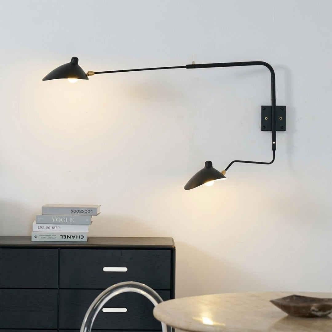 Pavo 55 inch grand 2 light wall sconce foyer entryway statement architectural double height matte black mid century interior