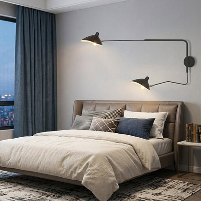 Pavo 23 inch mid century wall sconce hardwired bedside above headboard clean cordless installation modern bedroom