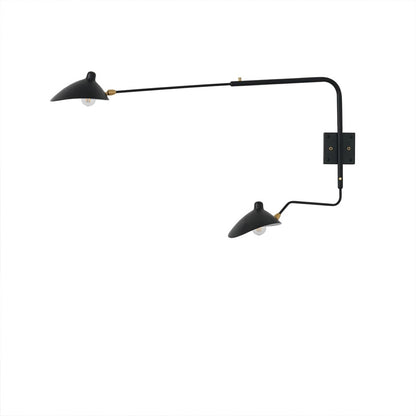 Pavo mid century wall sconce 47.2 inch double arm 2 light matte black symmetric pivoting reflectors white background
