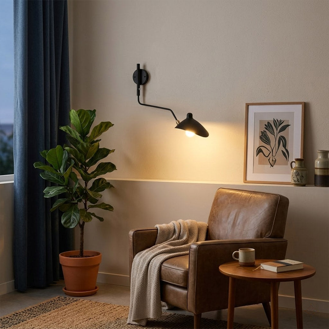 Pavo 47 inch 2 light wall sconce master bedroom centered above headboard symmetric reach over king bed matte black mid century
