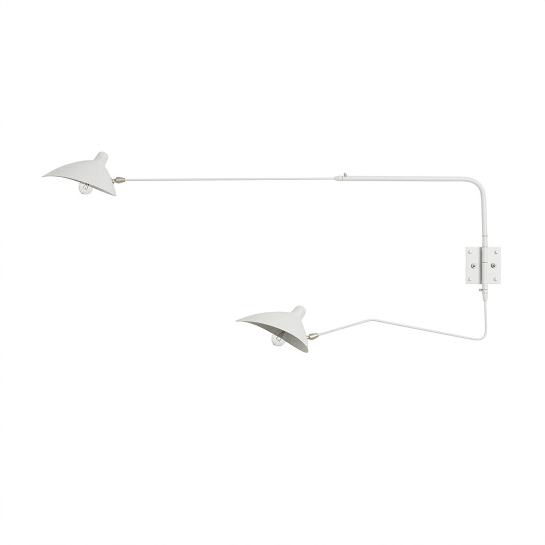 Pavo mid century wall sconce matte white single arm Scandinavian minimalist pivoting reflector white background