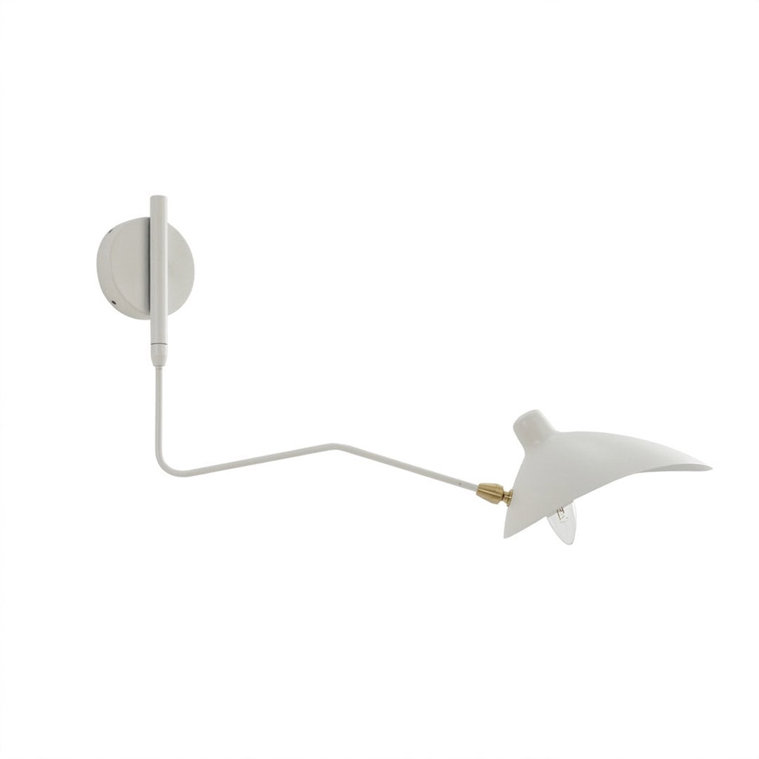 Pavo mid century wall sconce 23.6 inch single arm matte black pivoting reflector white background