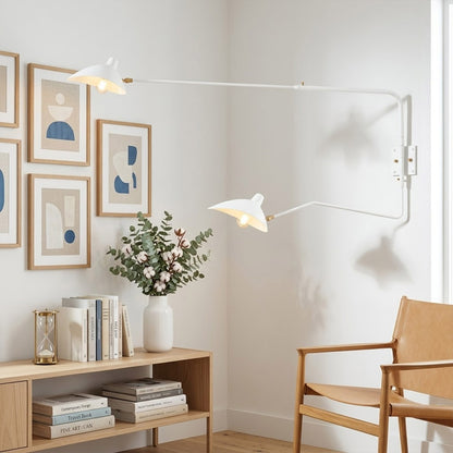 Pavo 31 inch matte white mid century wall sconce Scandinavian living room minimalist neutral palette modern interior
