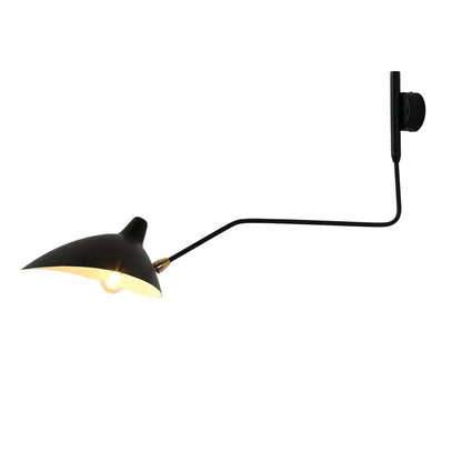 Pavo mid century wall sconce 23.6 inch single arm matte black pivoting reflector white background