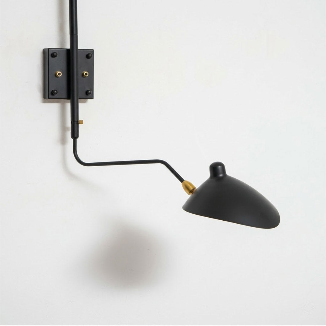 Pavo wall sconce with Vega floor lamp Lyra table lamp Atria wall sconce Cassio chandelier complete Stellar Collection five piece set mid century matte black