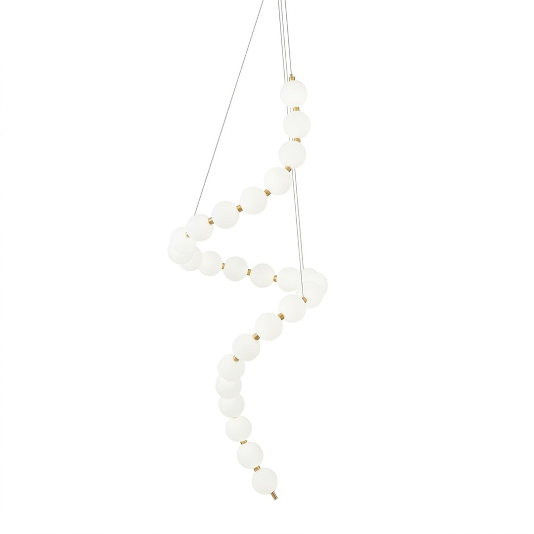 Pearla beaded chandelier brass frame cascading pearl strands white background