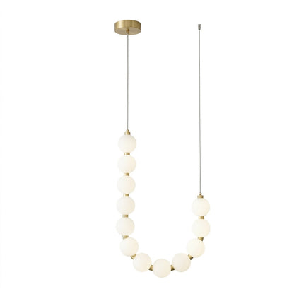 Pearla beaded chandelier brass frame cascading pearl strands white background