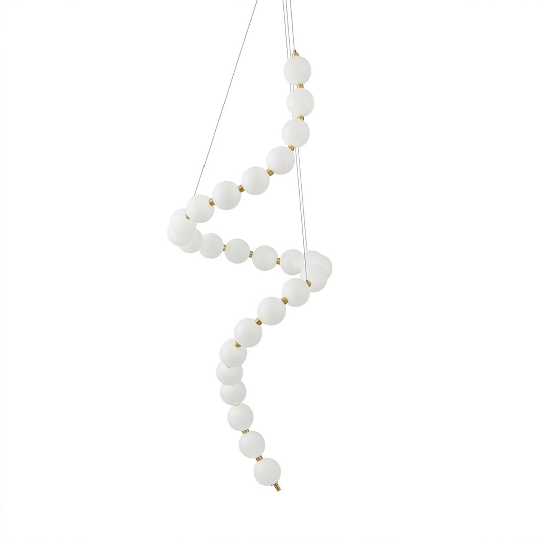 Pearla beaded chandelier brass frame cascading pearl strands white background