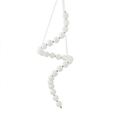 Pearla beaded chandelier brass frame cascading pearl strands white background