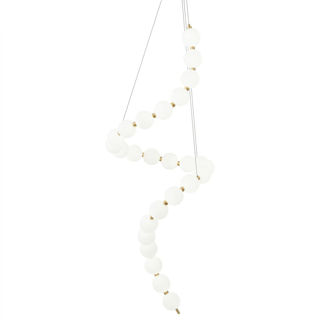 Pearla beaded chandelier brass frame cascading pearl strands white background