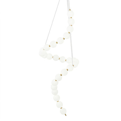 Pearla beaded chandelier brass frame cascading pearl strands white background
