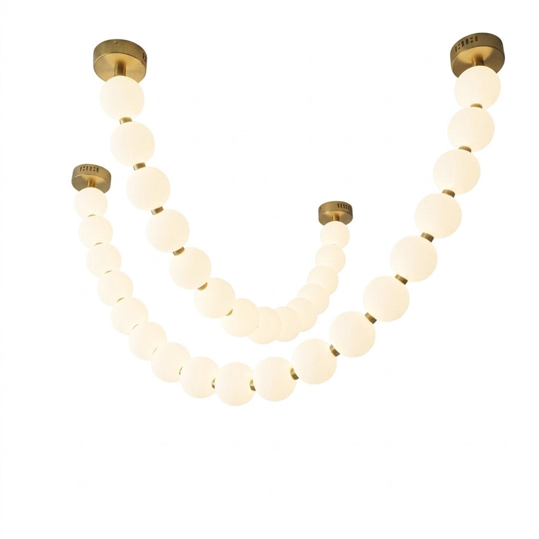 Pearla Grand multi-strand pearl chandelier 14 18 ball combination brass white background