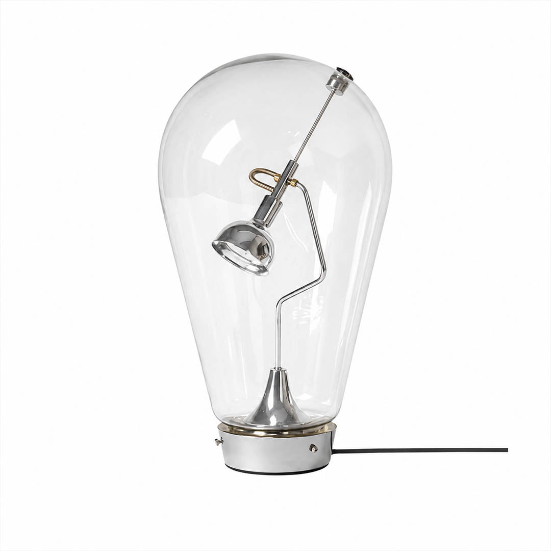 Pebble bulb shape glass LED table lamp 10 inch medium modern minimalist Industrial Edison style integrated LED white background