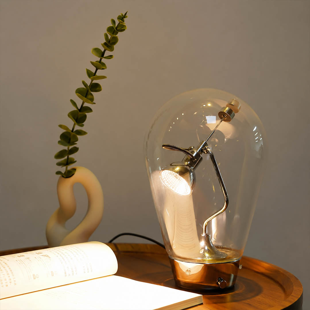 Pebble bulb glass table lamp living room reading corner side table modern minimalist Scandinavian warm glow interior lifestyle