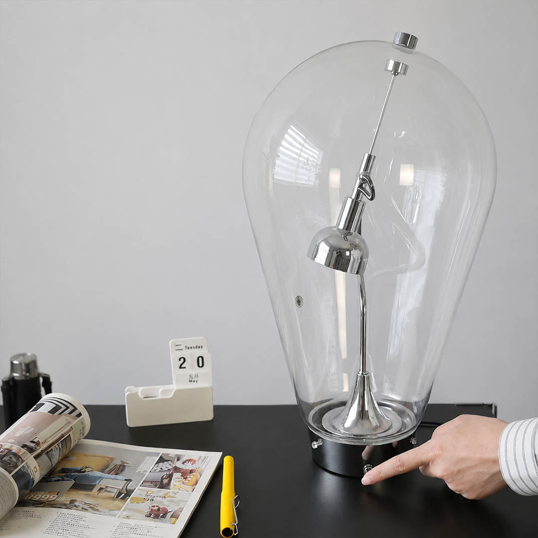 Pebble bulb glass table lamp living room reading corner side table modern minimalist Scandinavian warm glow interior lifestyle