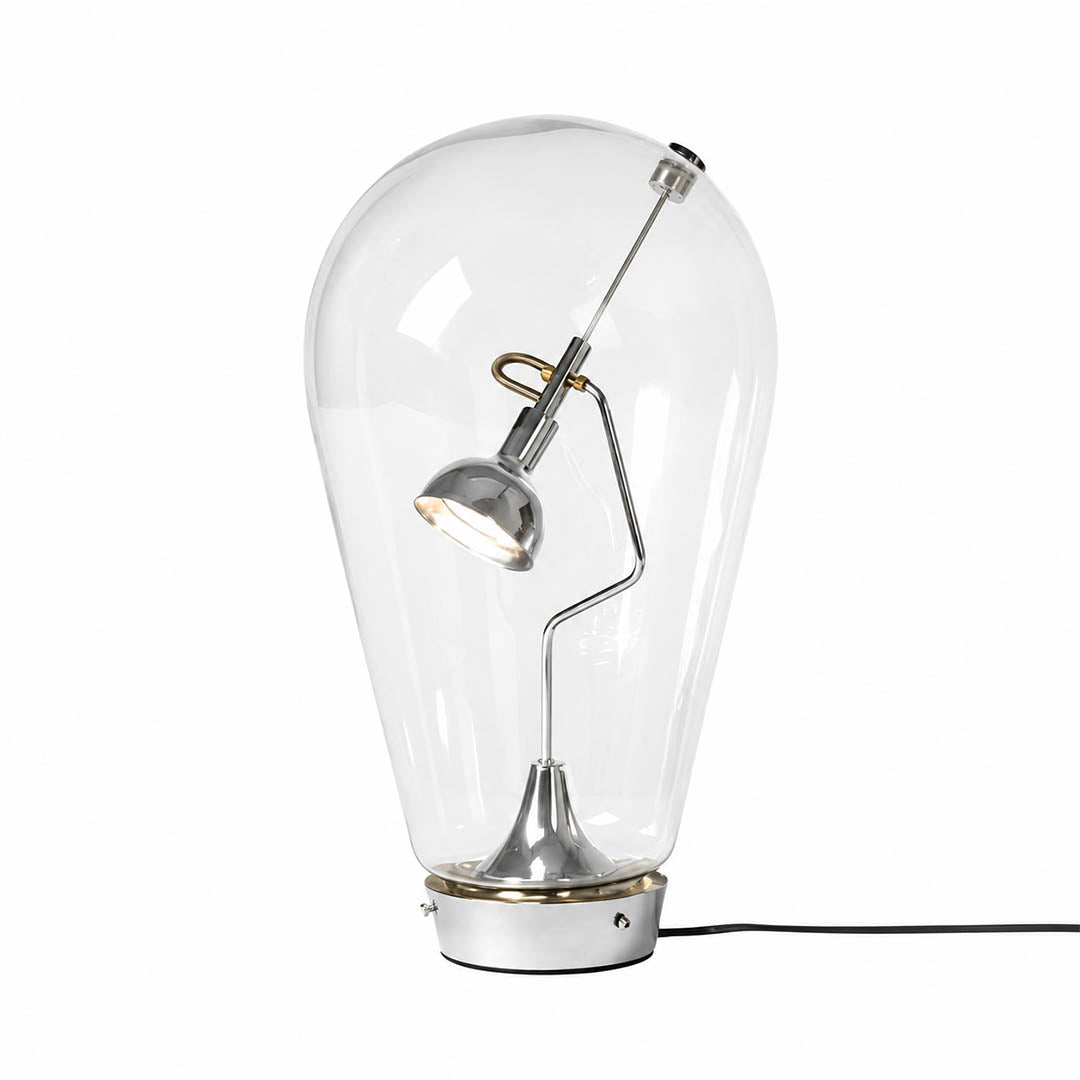 Pebble bulb shape glass LED table lamp 10 inch medium modern minimalist Industrial Edison style integrated LED white background