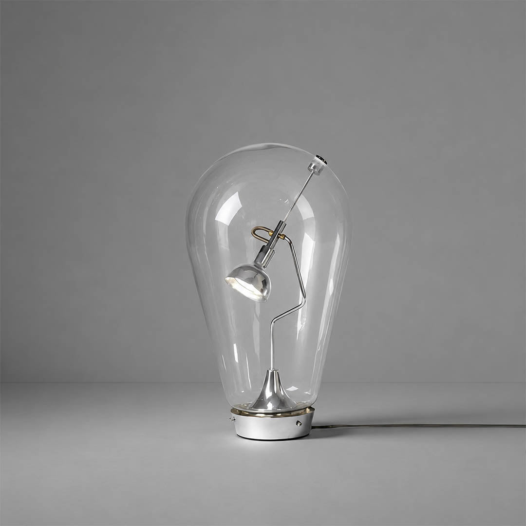 Pebble bulb shape glass LED table lamp 7 inch small modern minimalist Industrial Edison style integrated LED white background