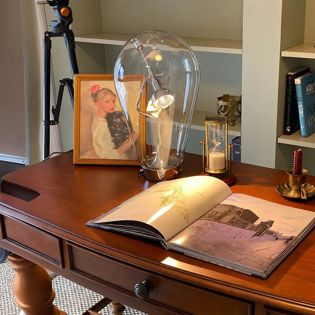 Pebble bulb glass table lamp living room reading corner side table modern minimalist Scandinavian warm glow interior lifestyle