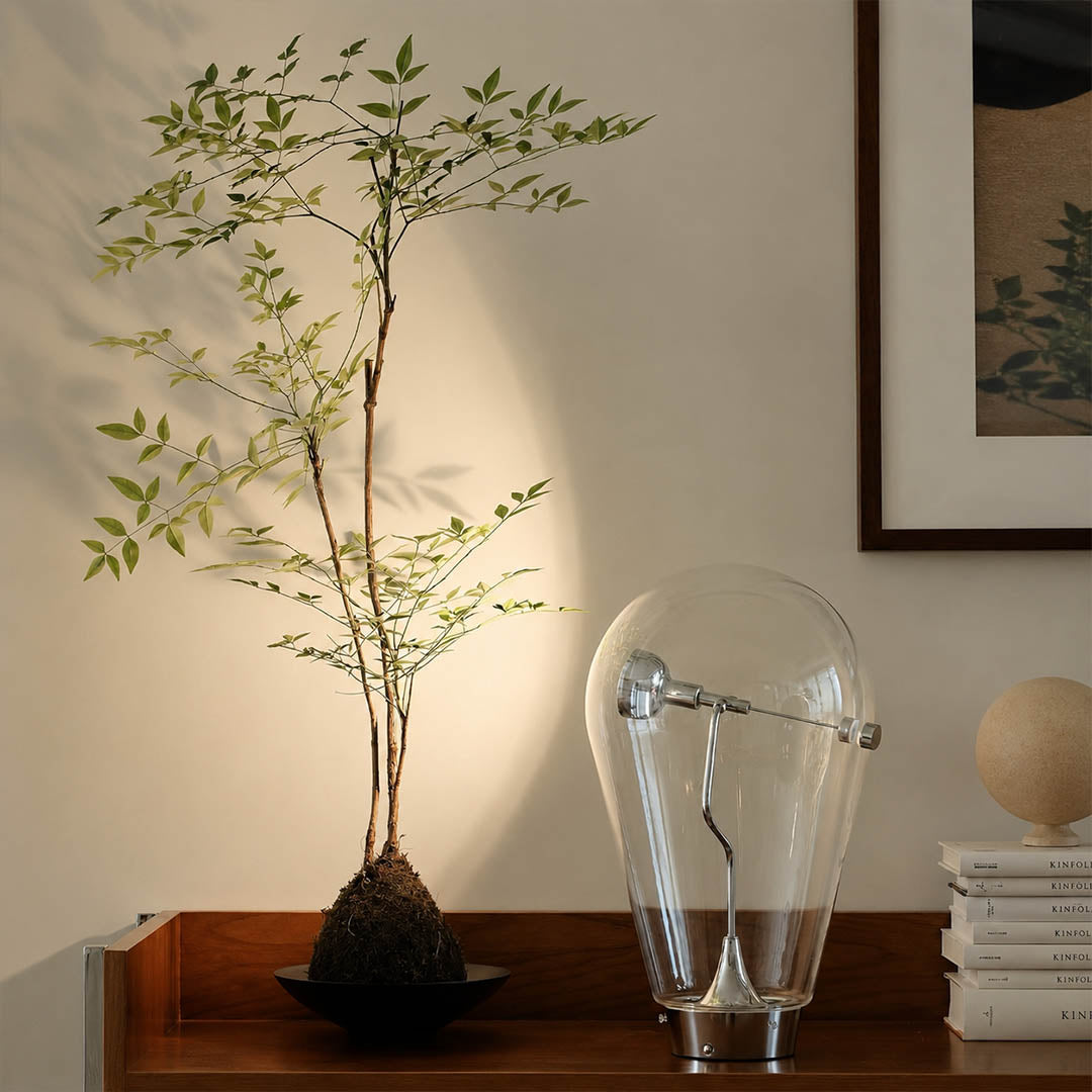 Pebble bulb glass table lamp tea room cafe industrial minimalist Edison style intimate warm glow lifestyle interior