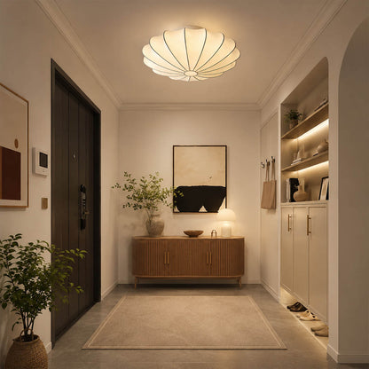 Perla silk bubble cluster ceiling lamp modern foyer entryway mid century modern welcoming warm ambient lifestyle interior