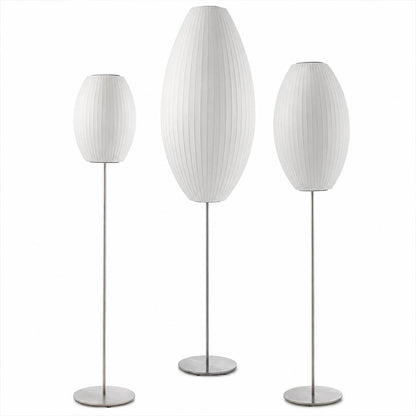 Perla 3 sizes Model A small medium large comparison scale reference silk bubble floor lamp mid century modern